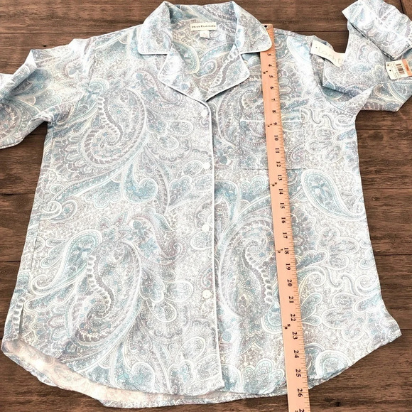 NWT Miss Elaine Blue Paisley Button Up Pajama Top - Picture 6 of 7